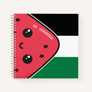 Süße Palästina-Flagge mit Wassermelone - Freies Pa Notizbuch