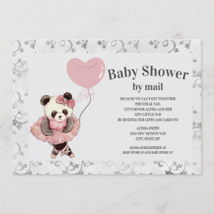 Süße Panda-Bär-Ballerina-Baby-Mädchen-Party PER PO Einladung