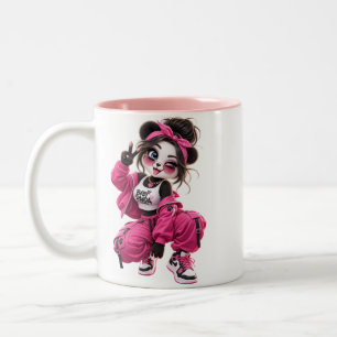 Süße Panda-Barista-Coffee-Liebhaber-Illustration Zweifarbige Tasse