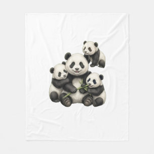 Süße Panda-Familie Wohndeko-Wurfdecke Fleecedecke