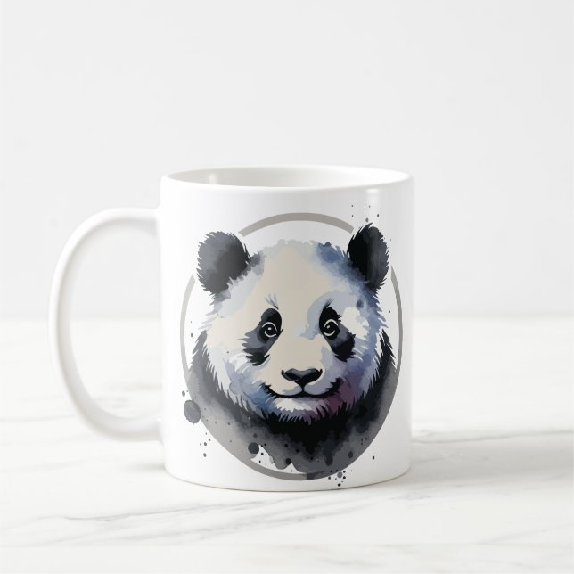 Süße Panda-Gesicht-Illustration Kaffeetasse (Links)