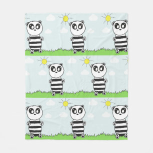 Süße Panda-Illustration Fleecedecke