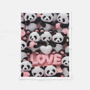 Süße Pandabären und LOVE-Buchstaben Fleece-Decke Fleecedecke