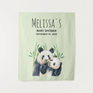 Süße Pandas umarmen sich Wasserfarben Baby Shower Wandteppich