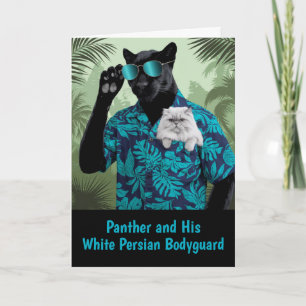 Süße Panther- und weiße persische Grußkarte Karte