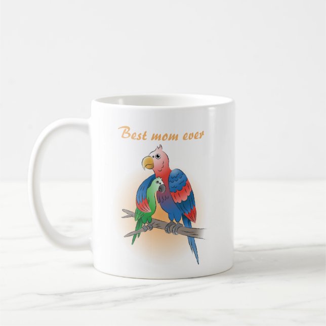 Süße Papageien Frohen Muttertag Kaffeetasse (Links)