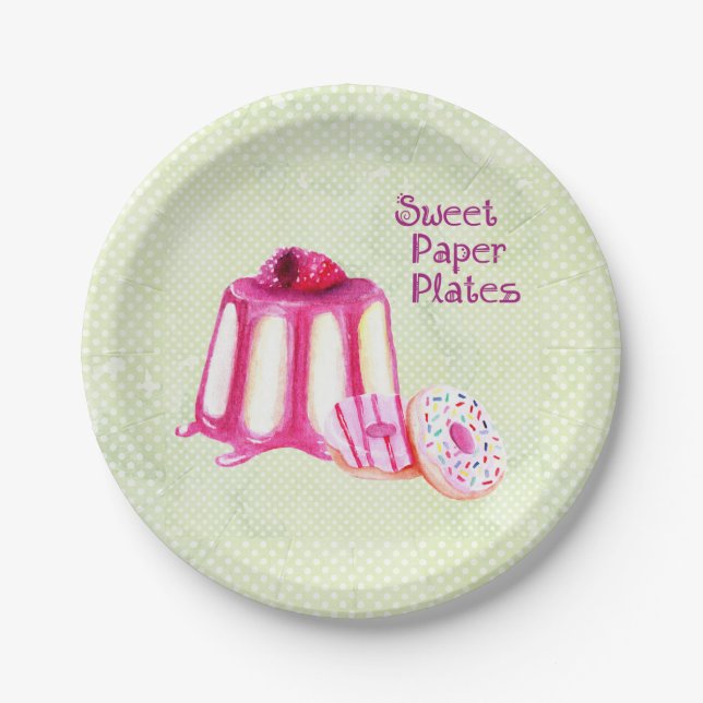 Süße Pappteller mit Kuchen & Donuts (Vorderseite)