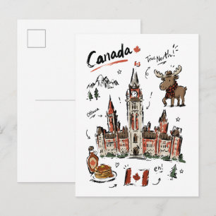 Süße Parliament Hill Kanada Doodle-Kunst Postkarte