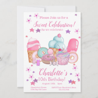 Süße Party Einladung, bearbeitbar zum Geburtstag Einladung