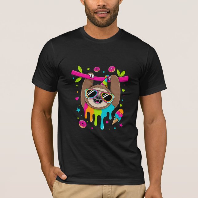 Süße Party-Faultier mit Donuts T-Shirt (Vorderseite)