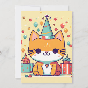 Süße Party-Katz Geburtstag, Einladung