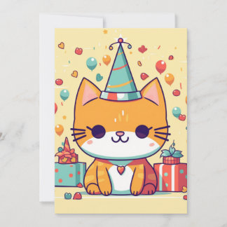 Süße Party-Katz Geburtstag,  Einladung