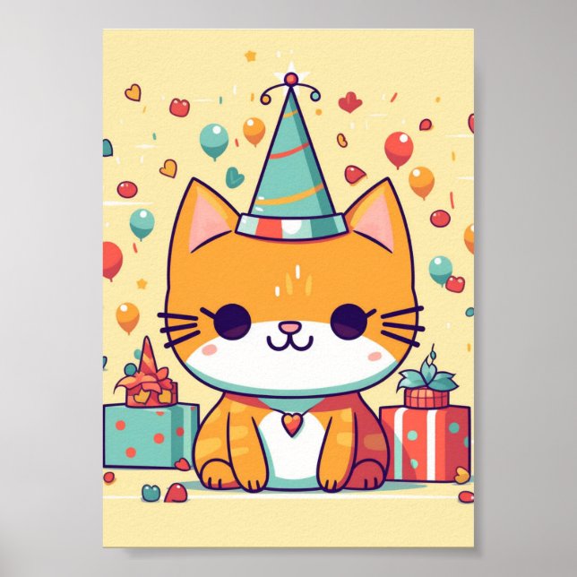 Süße Party-Katz Geburtstag,  Poster (Vorne)