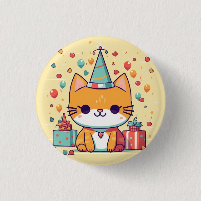 Süße Party-Katzen-Abzeichen, Stift, Knopf Button (Vorderseite)