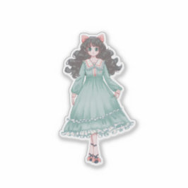 Süße Pastell-Anime-Mädchen-Puppe Ästhetik Vinyl  Aufkleber