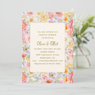 Süße Pastell-Aquarell-Blumen-Baby-Shower für Paare Einladung