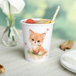 Süße Pastell-Baby-Fuchs-Blumen-Aquarell-Baby-Party Pappbecher