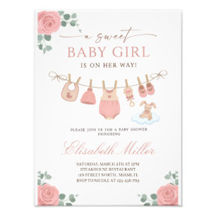Süße Pastell-Baby-Mädchen-Einladung zur Babyparty Fotodruck