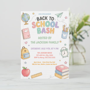 Süße Pastell-Back-to-School-Bash-Party Einladung