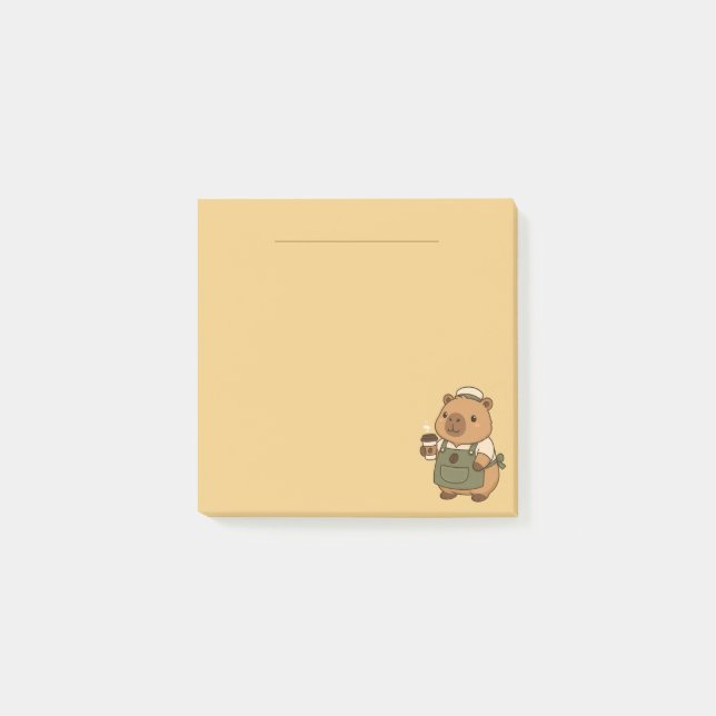 Süße Pastell-Barista-Capybara-Post-it-Notes Post-it Klebezettel (Vorderseite)