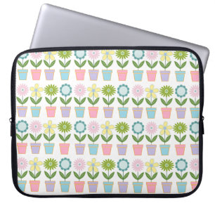 Süße Pastell-Blumentopf-Muster Laptopschutzhülle