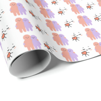 Süße Pastell-Doodle-Paare Nahtloses Muster Wrappi Geschenkpapier