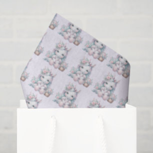 Süße Pastell-Einhorn-Puppe mit Blumenkorb Seidenpapier