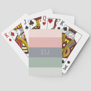 Süße Pastell-Farbblock-Monogramm Spielkarten