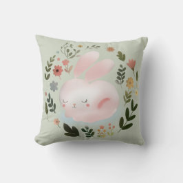 Süße Pastell-Frühlings-Hasen-Blumenkranz-Kinderzim Kissen