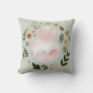 Süße Pastell-Frühlings-Hasen-Blumenkranz-Kinderzim Kissen