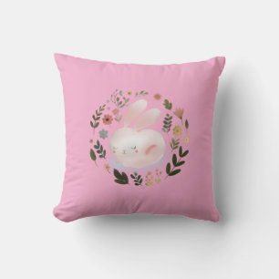 Süße Pastell-Frühlings-Hasen-Blumenkranz-Kinderzim Kissen