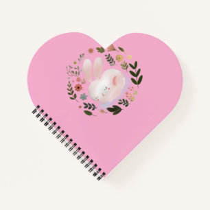 Süße Pastell-Frühlings-Hasen-Blumenkranz-Kinderzim Notizbuch