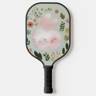 Süße Pastell-Frühlings-Hasen-Blumenkranz-Kinderzim Pickleball Schläger