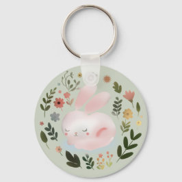 Süße Pastell-Frühlings-Hasen-Blumenkranz-Kinderzim Schlüsselanhänger