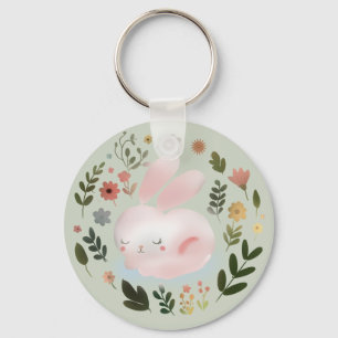 Süße Pastell-Frühlings-Hasen-Blumenkranz-Kinderzim Schlüsselanhänger