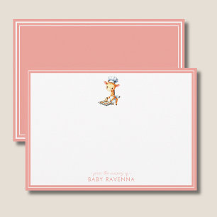 Süße Pastell-Giraffen-Köchin-Baby-Shower-Notizkart Mitteilungskarte