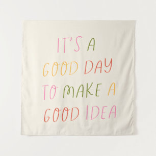 Süße Pastell-Hand-Lettering-Motivationszitat-Kunst Wandteppich
