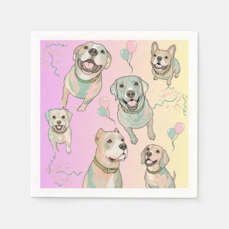 Süße Pastell-Hundeparty-Hunderassen-Cocktailservie Serviette