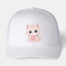 Süße Pastell-Katze Rosa Herz Niedlicher Trucker-Hu