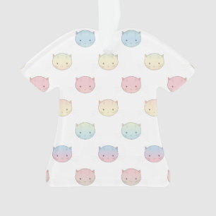 Süße Pastell-Katzen-Gesichter Rosa Blau Grün Gelb Ornament