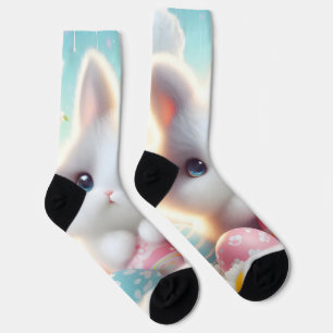 Süße Pastell-Kawaii-Kätzchen-Osterhasen Socken
