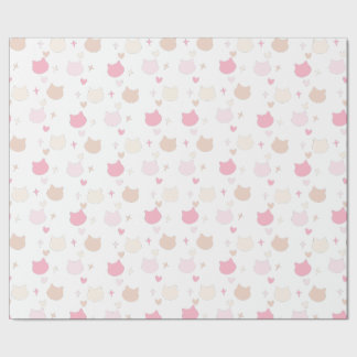 Süße Pastell-Kawaii-Katzen-Herzen-und-Sterne-Verpa Geschenkpapier