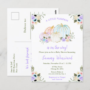 Süße Pastell-Kürbisse Baby Shower Postkarte