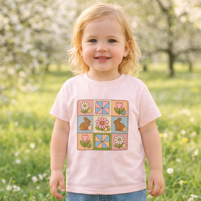 Süße Pastell-Osterhasen-Blumen-Patchwork  (Von Creator hochgeladen)
