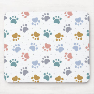 Süße Pastell-Pfotenabdrücke Minimalistisches Muste Mousepad