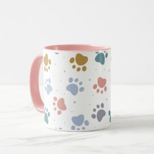 Süße Pastell-Pfotenabdrücke Minimalistisches Muste Tasse