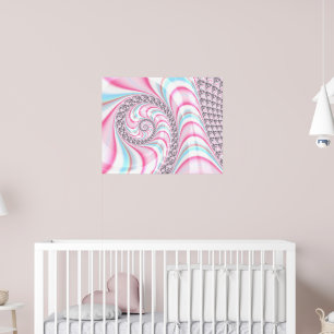 Süße Pastell-Pink-Blau-Spiral-Fraktal Poster