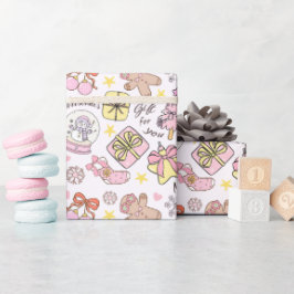 Süße Pastell-Pink-Weihnachtsornament-Muster Geschenkpapier