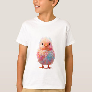 Süße Pastell-Regenbogen-Fluffige-Baby-Küken-Kinder T-Shirt