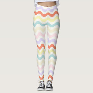 Süße Pastell-Regenbogen-Wellenlinien Farbige Geome Leggings